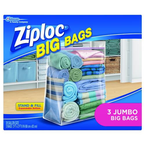 Zip-loc Storage Bags Double Zipper Seal & Expandable Bottom XL 4 Count